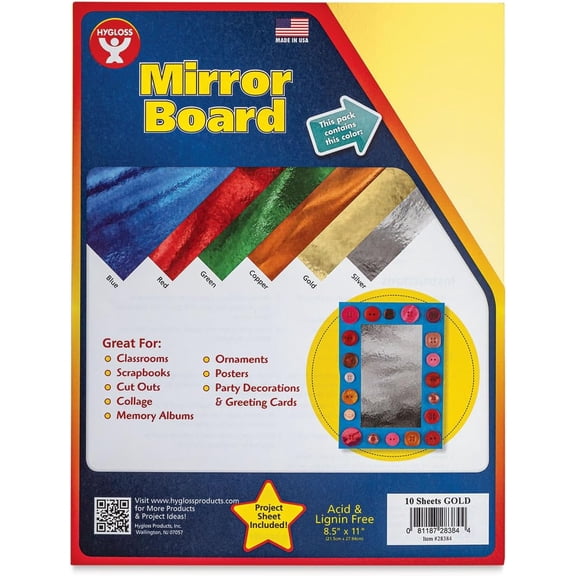 YounGG Mirror Board Sheets, Gold 8.5x11 10 Pack | Reflective Craft Paper for School Projects, Signs & DIY Dcor | Shiny, Durable Poster Board for EyeCatching Displays