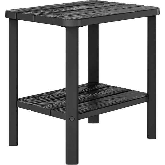 YounGG Outdoor Side Table for Patio, 2-Tier Adirondack End Table 16" HDPE Waterproof Square Storage All-Weather Table for Lawn, Pullside, Beach and Indoor