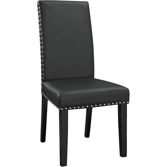 YounGG Parcel Faux Leather Upholstered Parsons Dining Side Chair in Black