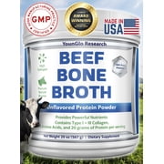 YounGlo Research Instant Bone Broth Protein Powder Dietary Supplement, 20 oz 1.25 lb Unflavored