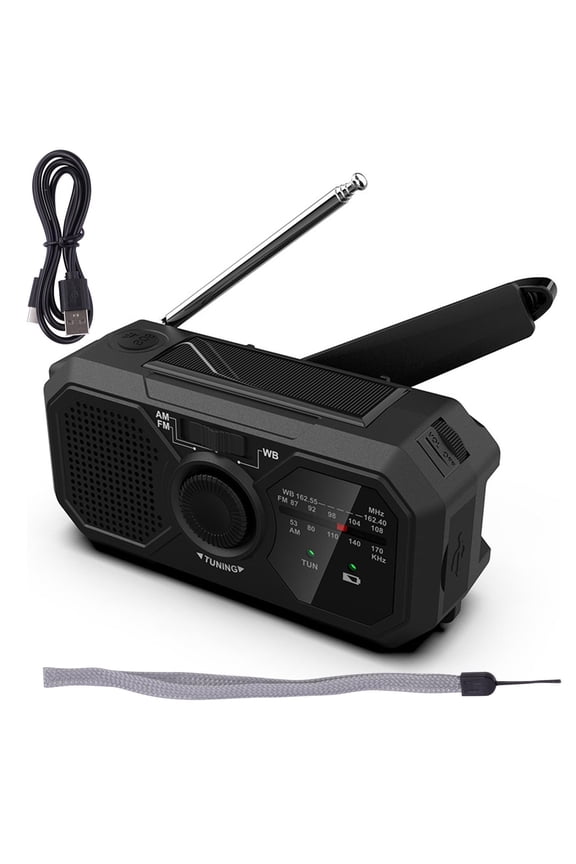 Hand-Cranked Lighting Radio | Outdoor Camping Multi-Function Solar Charging Radio | Mobile Charging FM Radio LED Flashlight