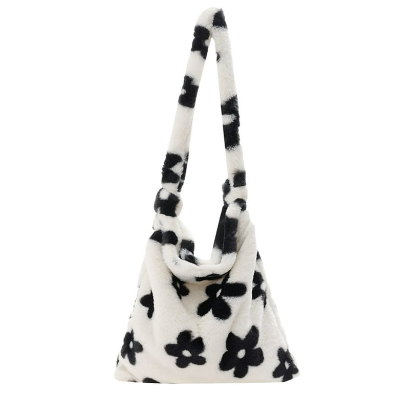 Fuzzy flower tote bag hot sale