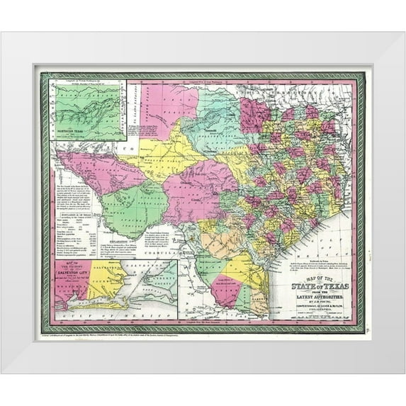 Young 24x20 White Modern Wood Framed Museum Art Print Titled - Texas - Young 1850