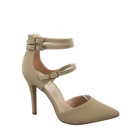 Young-6 Women's Pointy Toe Ankle Strap Zipper Stiletto Pumps Shoes