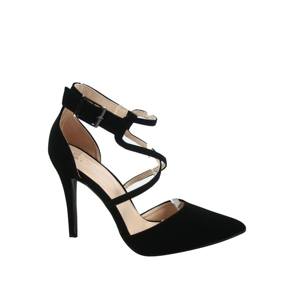 Young-8 Women's Pointy Toe Ankle Strap Zipper Stiletto Pumps Shoes ( Black, 10)