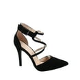 thumbnail image 1 of Young-8 Women's Pointy Toe Ankle Strap Zipper Stiletto Pumps Shoes ( Black, 7), 1 of 2