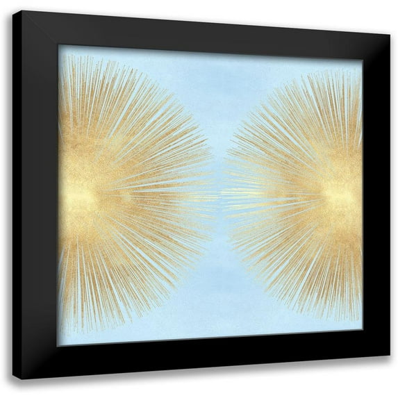 Young, Abby 15x15 Black Modern Framed Museum Art Print Titled - Sunburst Gold on Light Blue II