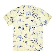 PALM WAVE Young Adult Boy Hawaiian Aloha Luau Shirt Only in Yellow Marlin Fish 14 Year Old