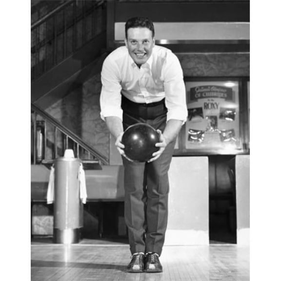 Young Adult Man Bowling Poster Print - 18 x 24 in.