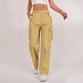 thumbnail image 1 of Young Adult Pants Y2K Juniors High Elastic Waistband Straight Leg Workout Bottom School Uniform with 6 Pockets, 1 of 9
