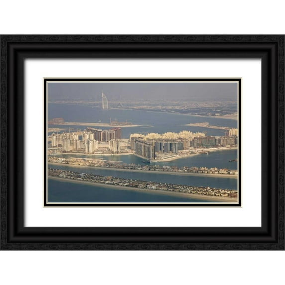 Young, Bill 14x10 Black Ornate Wood Framed with Double Matting Museum Art Print Titled - UAE, Dubai Artificial islands line the bay