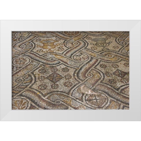 Young, Bill 14x11 White Modern Wood Framed Museum Art Print Titled - Greece, Athens Ornate mosaic floor