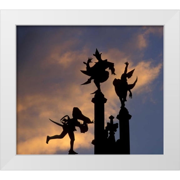 Young, Bill 17x15 White Modern Wood Framed Museum Art Print Titled - Belgium, Ghent Silhouette of stone figures
