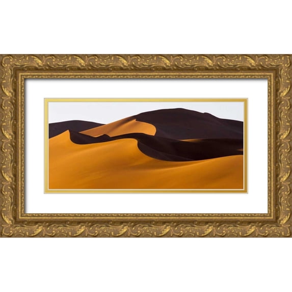 Young, Bill 32x16 Gold Ornate Wood Framed with Double Matting Museum Art Print Titled - Namibia, Namib-Naukluft NP Abstract of sand dune