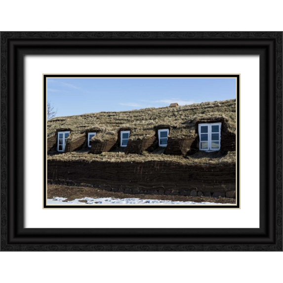Young, Bill 32x23 Black Ornate Wood Framed with Double Matting Museum Art Print Titled - Iceland, Glumbaer Home made out of sod
