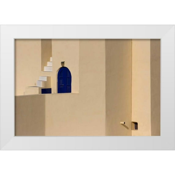 Young, Bill 32x23 White Modern Wood Framed Museum Art Print Titled - Greece, Santorini, Thira, Oia Building exterior