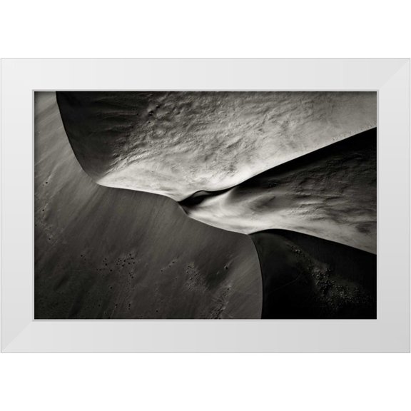 Young, Bill 32x23 White Modern Wood Framed Museum Art Print Titled - Namibia, Namib Desert Aerial view of sand dunes