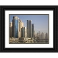 thumbnail image 1 of Young, Bill 32x24 Black Ornate Wood Framed with Double Matting Museum Art Print Titled - UAE, Dubai Marina towers with boats at anchor, 1 of 4