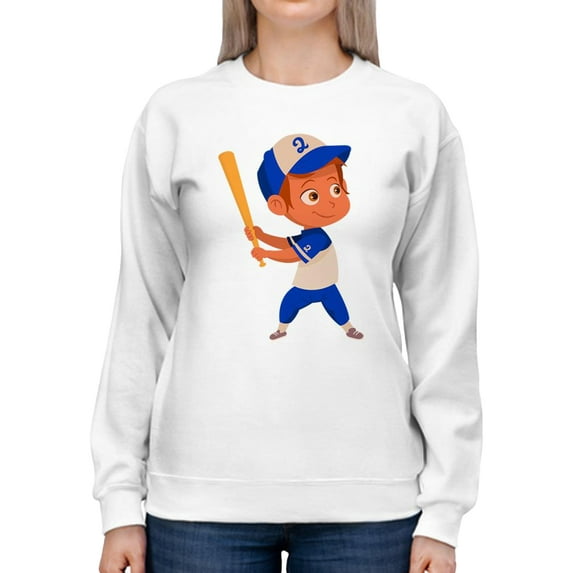 Young Boy Baseball Sweatshirt Women -SPIdeals Designs, Female Small