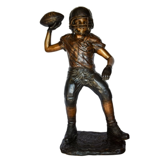 Young Boy Playing Football Bronze Statue Size: 26" x 14" x 43"H