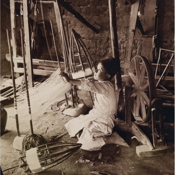 Young Boy Unwinding Silk Cocoons And Reeling Silk Threads With Pre-Industrial Tools In His Syrian Home In 1914. History