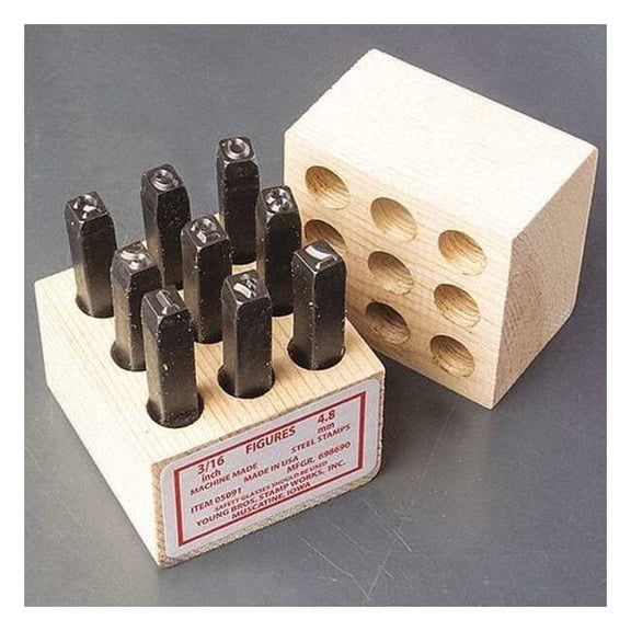 Young Bros Stamp Works Steel Stamps Set,2-5/8" Shank L,Steel, 6091 06091