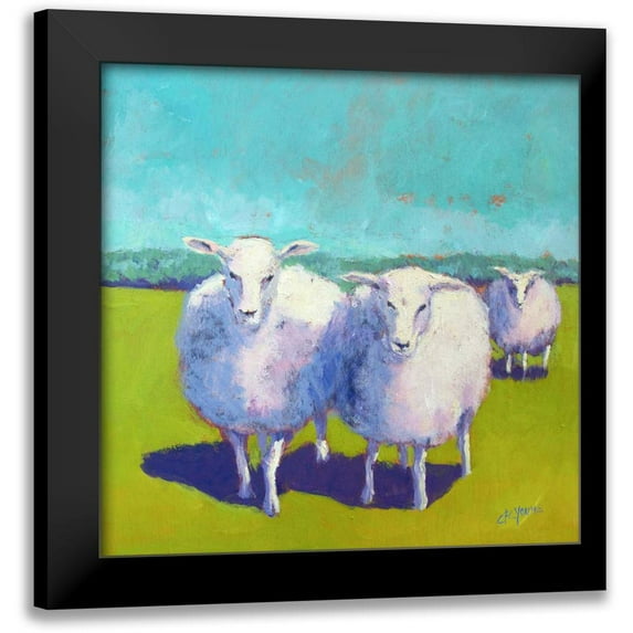 Young, Carol 12x12 Black Modern Framed Museum Art Print Titled - Sheep Pals I