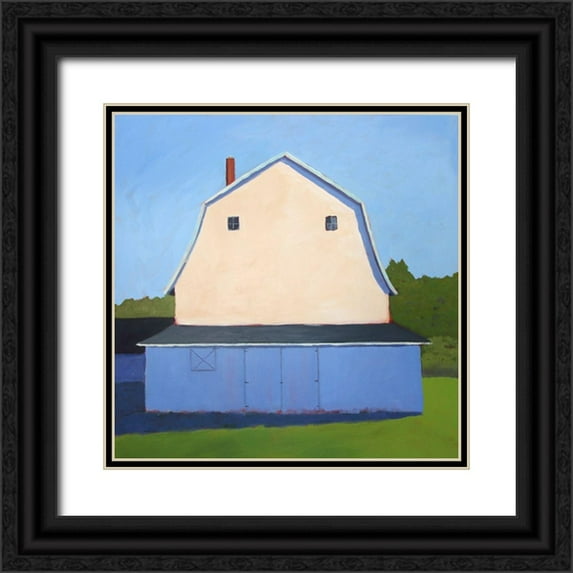 Young, Carol 15x15 Black Ornate Wood Framed with Double Matting Museum Art Print Titled - Primary Barns II