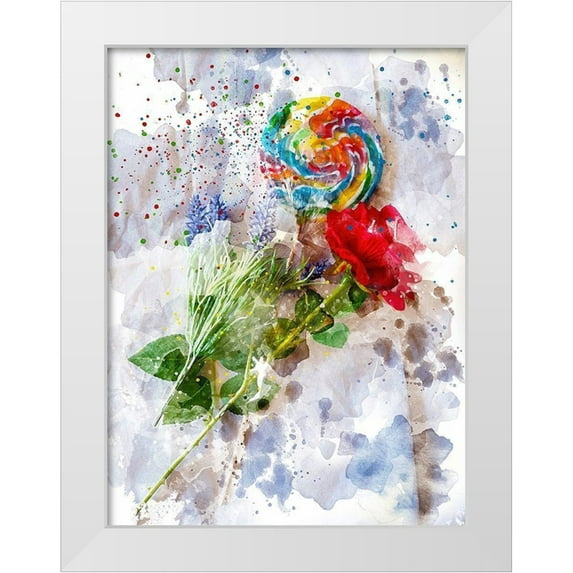 Young, Chamira 12x14 White Modern Wood Framed Museum Art Print Titled - Rose Colored Candy II