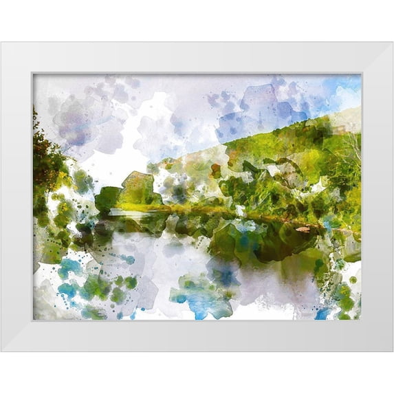 Young, Chamira 14x12 White Modern Wood Framed Museum Art Print Titled - Tranquil Lake II