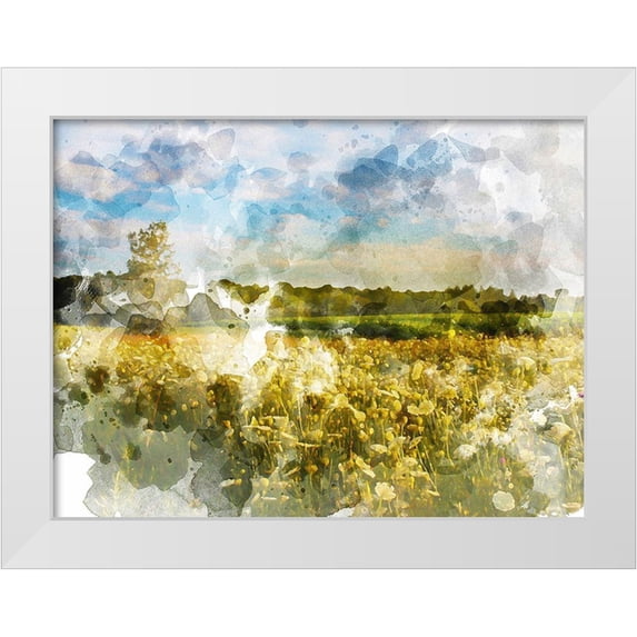 Young, Chamira 18x15 White Modern Wood Framed Museum Art Print Titled - Yellow Meadow