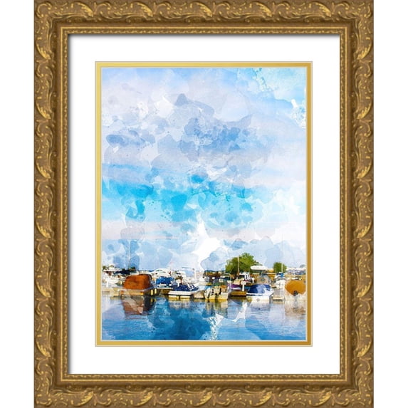 Young, Chamira 19x24 Gold Ornate Wood Framed with Double Matting Museum Art Print Titled - Boat Trip