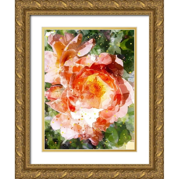 Young, Chamira 19x24 Gold Ornate Wood Framed with Double Matting Museum Art Print Titled - Floral in Bloom III