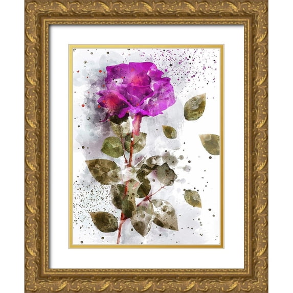 Young, Chamira 19x24 Gold Ornate Wood Framed with Double Matting Museum Art Print Titled - Rose in Bloom II