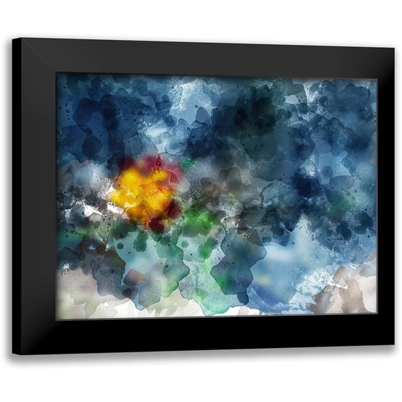 Young, Chamira 24x19 Black Modern Framed Museum Art Print Titled - Blue and Yellow Floral