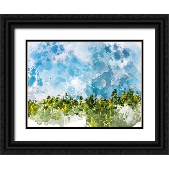Young, Chamira 24x19 Black Ornate Wood Framed with Double Matting Museum Art Print Titled - Tree Top
