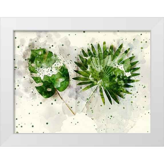 Young, Chamira 24x19 White Modern Wood Framed Museum Art Print Titled - Double Leaf