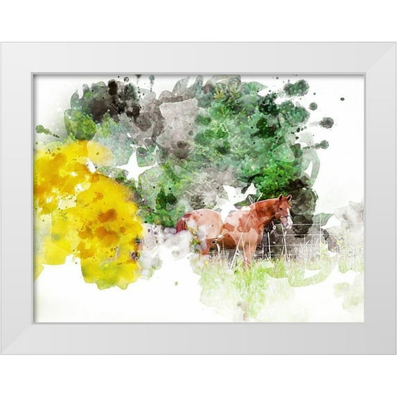 Young, Chamira 24x19 White Modern Wood Framed Museum Art Print Titled - Grazing I