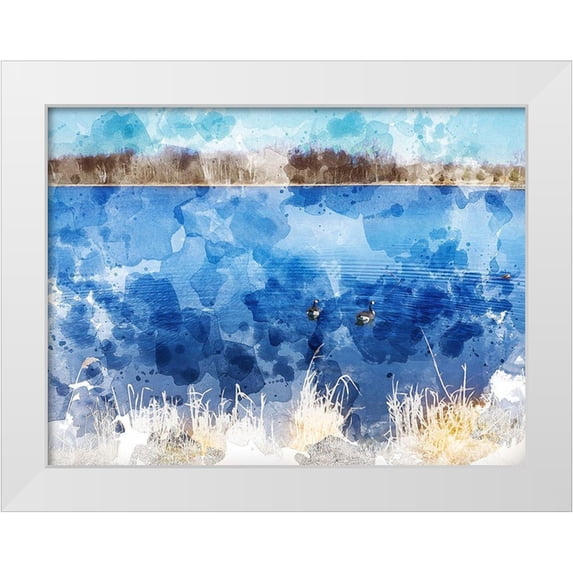 Young, Chamira 32x25 White Modern Wood Framed Museum Art Print Titled - Canadian Geese II
