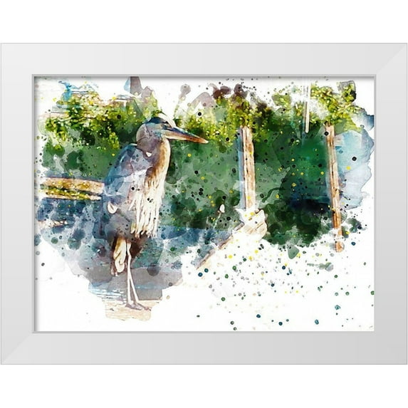 Young, Chamira 32x25 White Modern Wood Framed Museum Art Print Titled - Heron
