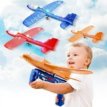 Young Choi's 3 Pack Foam Airplanes Glider Planes with Launcher, Toy Airplane Gifts for Boys Toddlers
