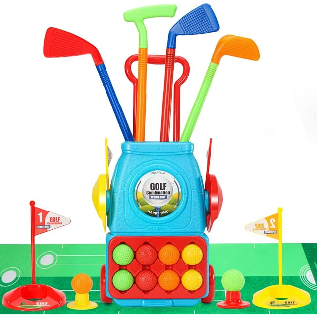 Young Choi's Golf Toy Set with Golf Cart, Kids Plastic Golf Clubs Golf