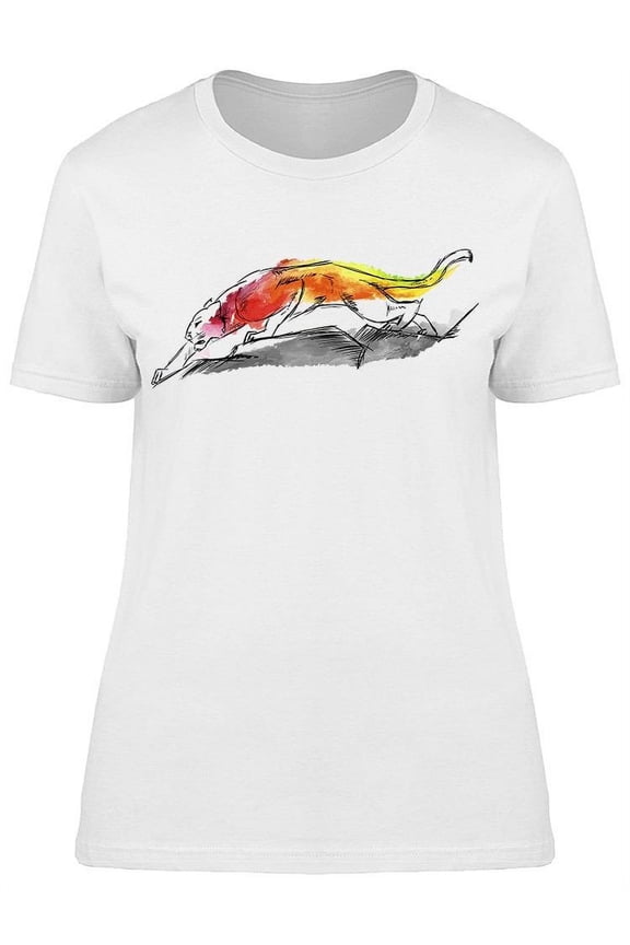 Young Cougar. Hand Drawn T-Shirt Women -Image by Shutterstock, Female Medium