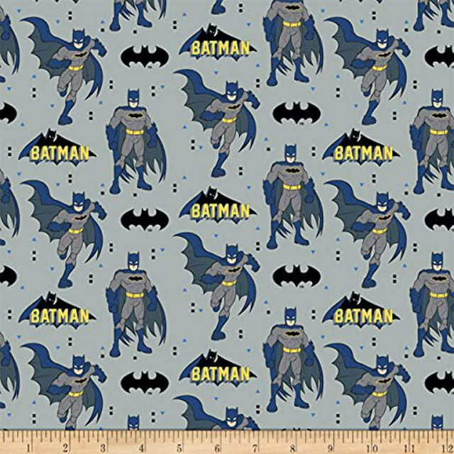 Young DC Justice League Jr Batman Grey Cotton Fabric