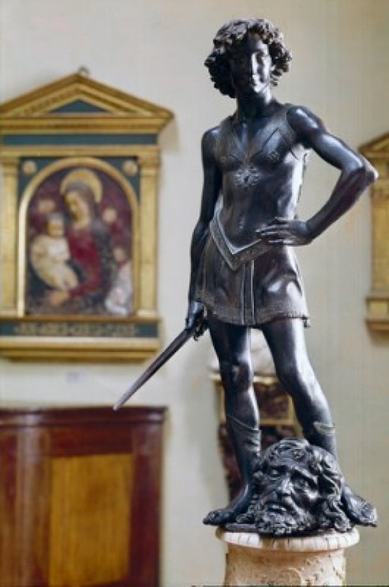 Young David by Andrea del Verrocchio bronze 1465 1435-1488 Italy Florence Museo Nazionale de Bargello Canvas Art - Andrea del Verrocchio (18 x 24)