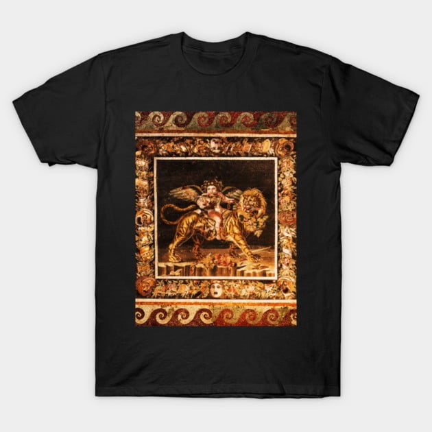 Tiger Ridding Young Dionysus Riding Tiger T-Shirt, Ancient Roman Mosaic Art Tee ...