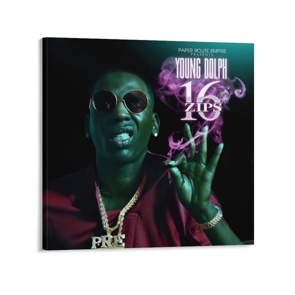 Young Dolph Poster Rapper Hiphop Music Album Cover Canvas Art Poster-16 Zips Posters Art Print Wall Photo Paint Poster Hanging Picture Family Bedroom Decor Gift 12x12inch(30x30cm)
