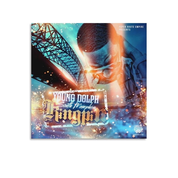Young Dolph Poster Rapper Hiphop Music Album Cover Canvas Art Poster-South Memphis Kingpin Picture Print Wall Art Poster Painting Canvas Posters Artworks Gift Room Aesthetic 20x20inch(50x50cm)