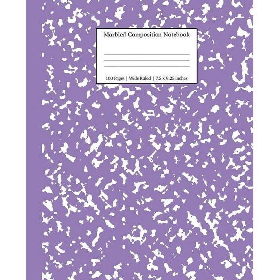 Young Dreamers Press Marbled Wide Rule Composition Notebook, 7.5" x 9.25", Lavender, 100 Sheets