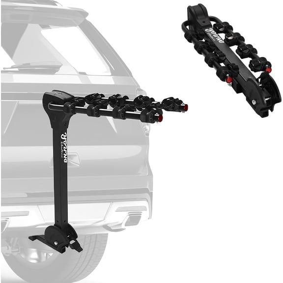 Young Electric Hitch Mount 4-Bike Rack Foldable Tilting Heavy-Duty Steel Fits 1.25 and 2 Inch Hitch Receivers for Cars SUVs Trucks